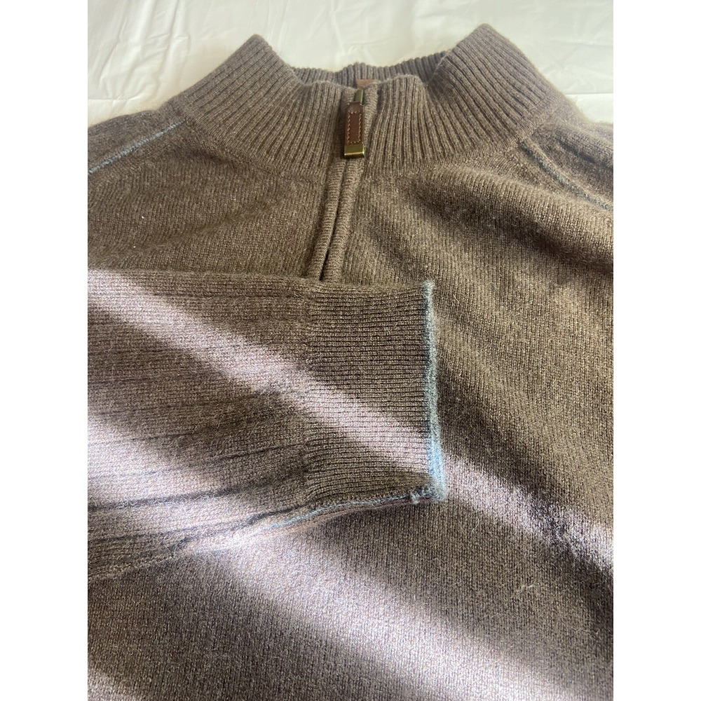 Men's Transcript Golf Milk Chocolate Brown 1/4 Zip Cashmere Sweater- Size XL